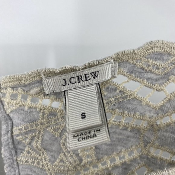 J.Crew Gray Ivory Eyelet Blouse Keyhole Cotton Size Small - Picture 3 of 5